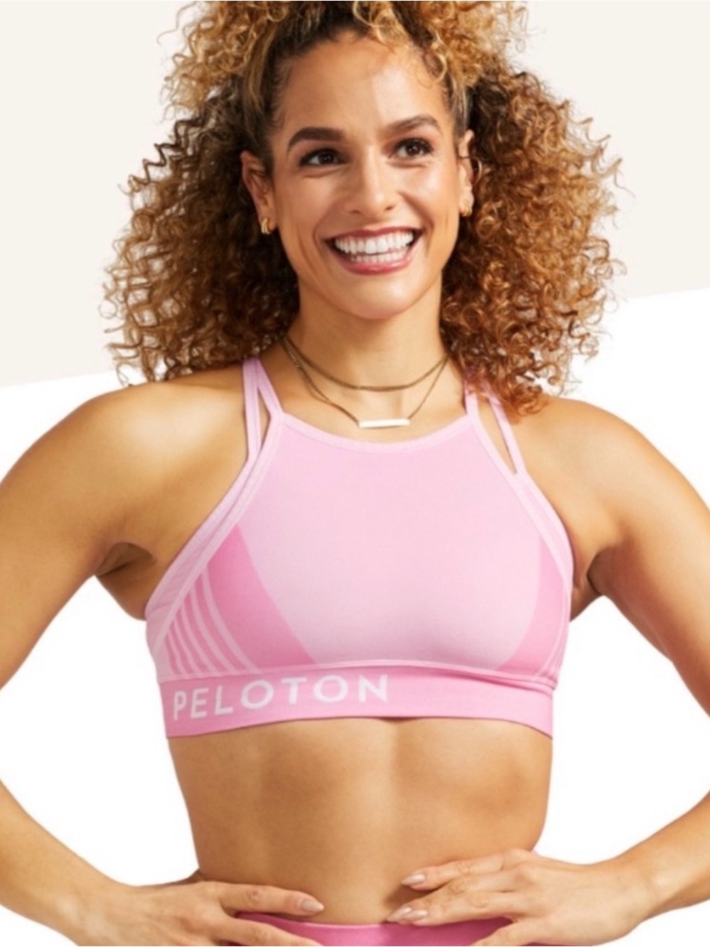 Peloton Light & Dark Pink Double Layer Sports Bra, Large, NWT